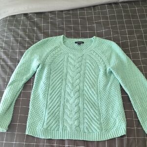 Lands' End Light Green Cable Knit Sweater
